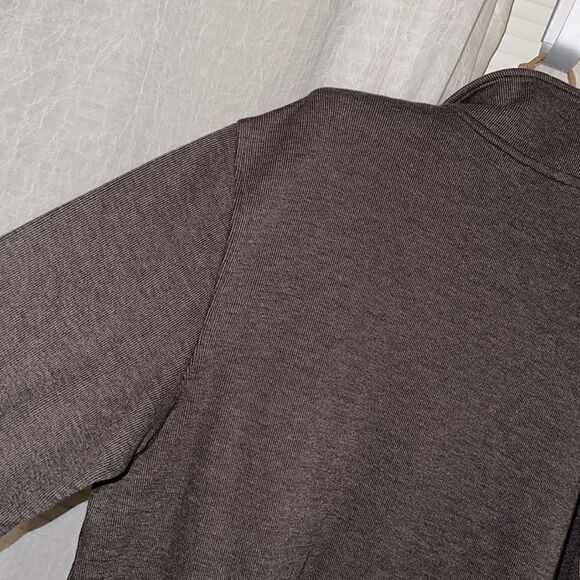 Van Heusen L Cotton Blend Brown Quarter Zip Knit Mock Neck Sweater - Picture 9 of 12